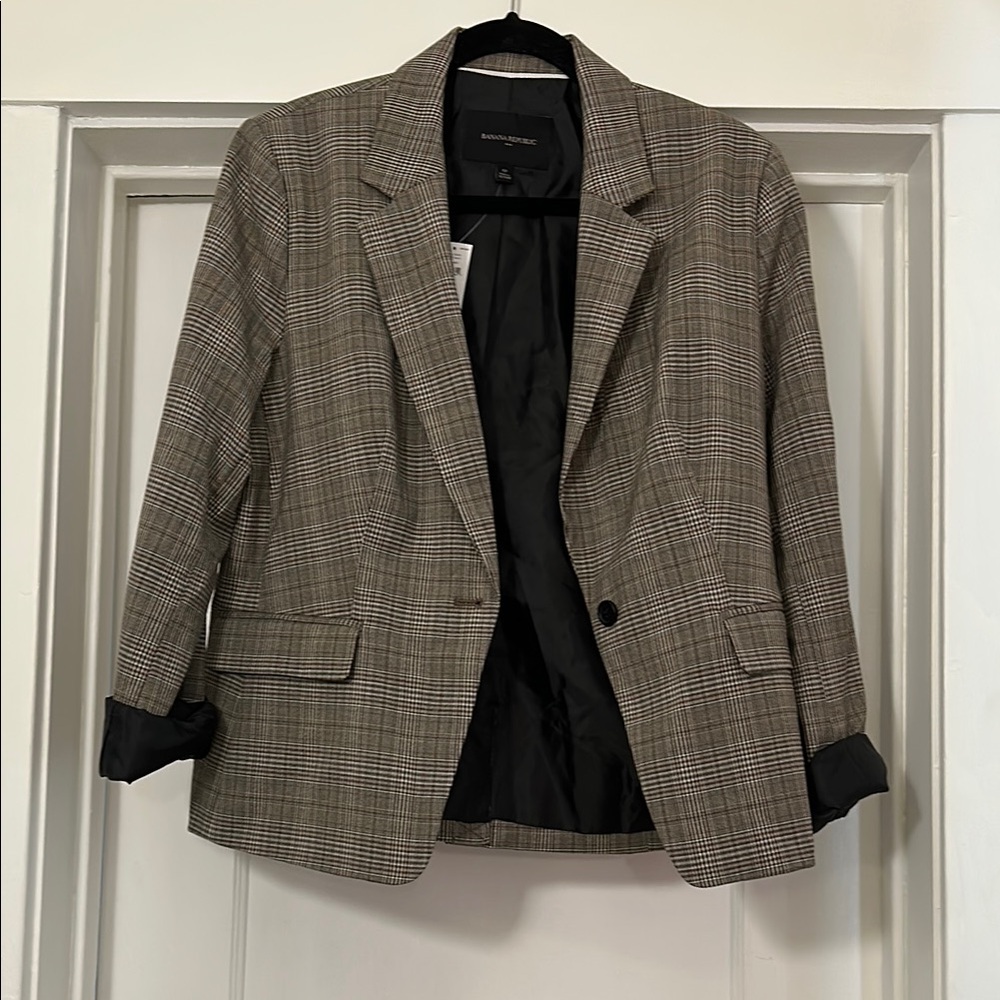 Women's Gray Plaid Blazer